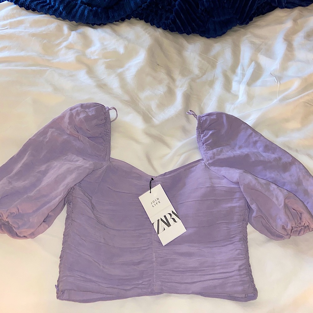 Zara Purple Puff Sleeve Top